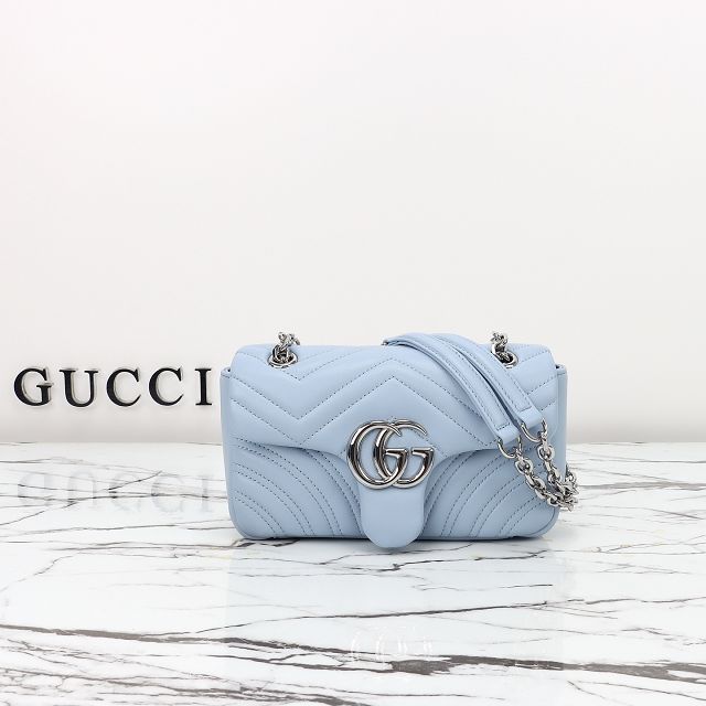 GG original lambskin marmont small shoulder bag 837280 light blue