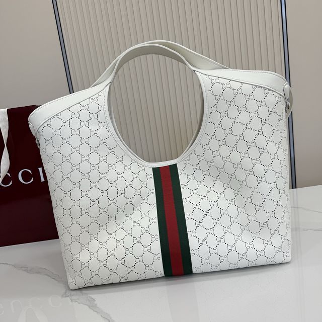 GG original calfskin giglio large tote bag 853971 white