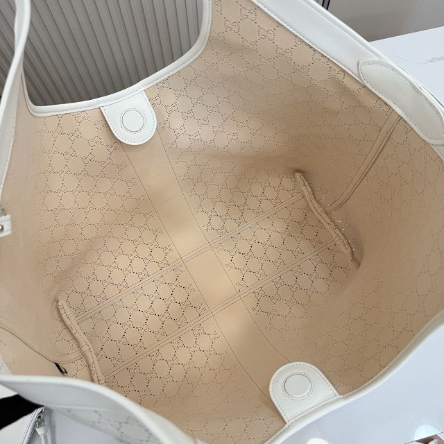 GG original calfskin giglio large tote bag 853971 white