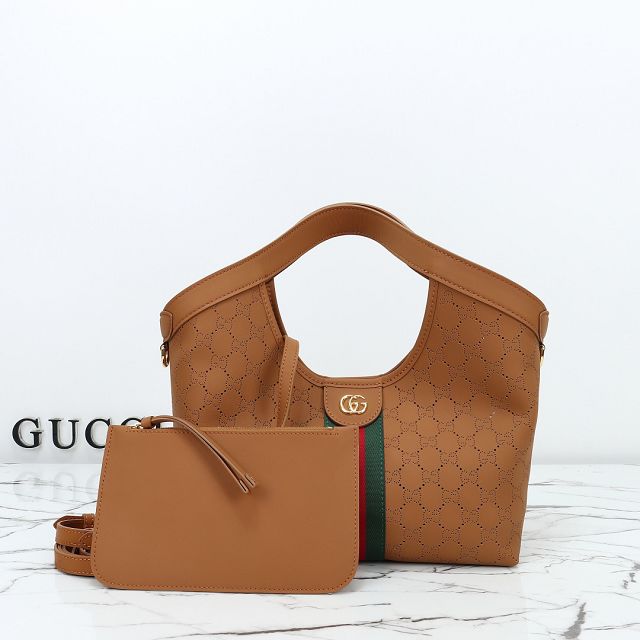 GG original calfskin giglio small tote bag 860845 brown