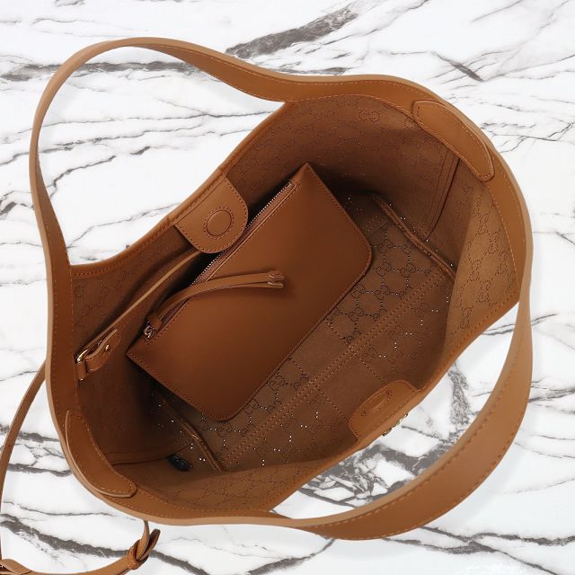 GG original calfskin giglio small tote bag 860845 brown