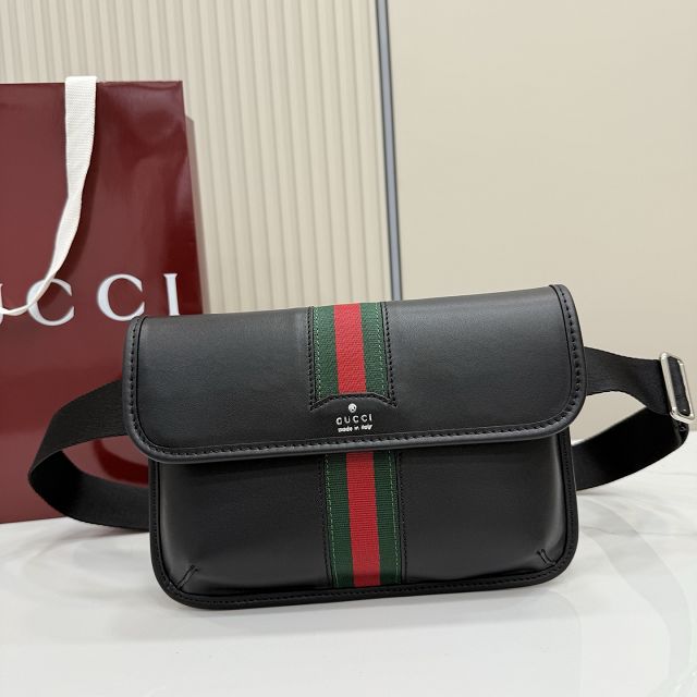 GG original calfskin web trademark small belt bag 867032 black