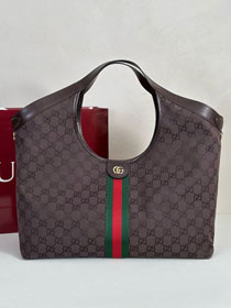 GG original canvas giglio large tote bag 853971 dark brown