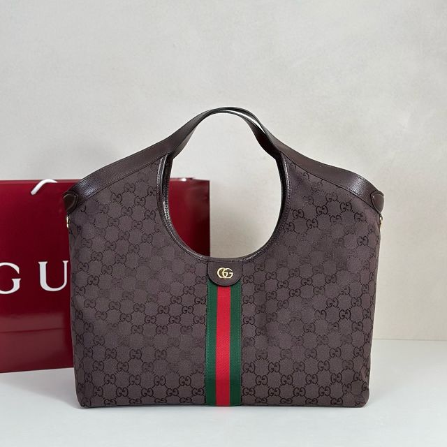 GG original canvas giglio large tote bag 853971 dark brown