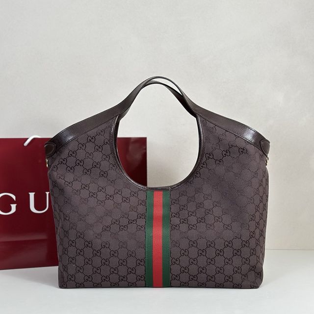 GG original canvas giglio large tote bag 853971 dark brown