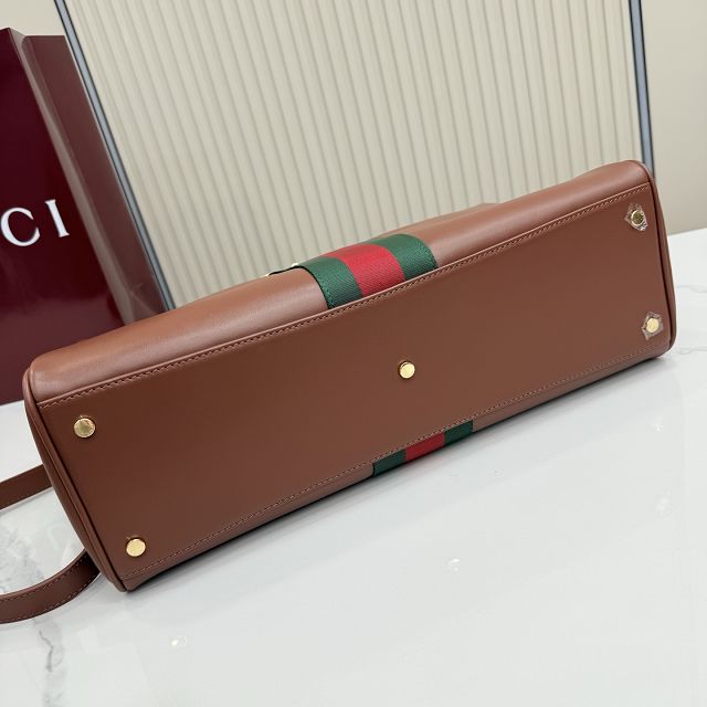 GG original calfskin borsetto large boston bag 866734 brown