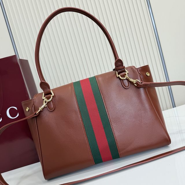 GG original calfskin paparazzo medium top handle bag 875018 brown