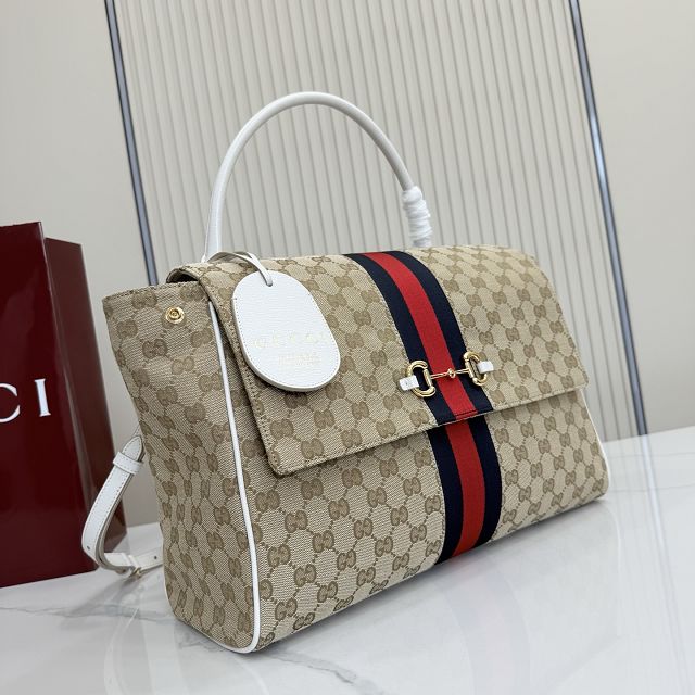 GG original canvas paparazzo large top handle bag 875019 sand&white