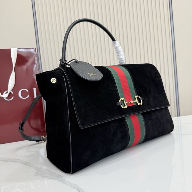 GG original suede paparazzo large top handle bag 875019 black