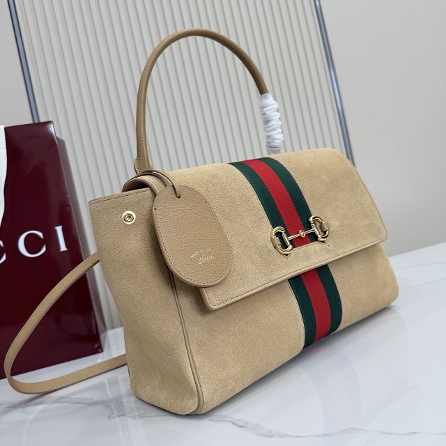 GG original suede paparazzo medium top handle bag 875018 sand