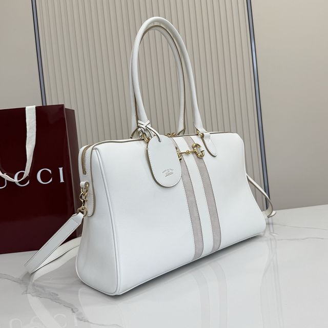 GG original calfskin borsetto large boston bag 866734 white
