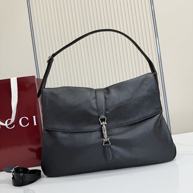 GG original calfskin jackie flap large crossbody bag A005ZI black