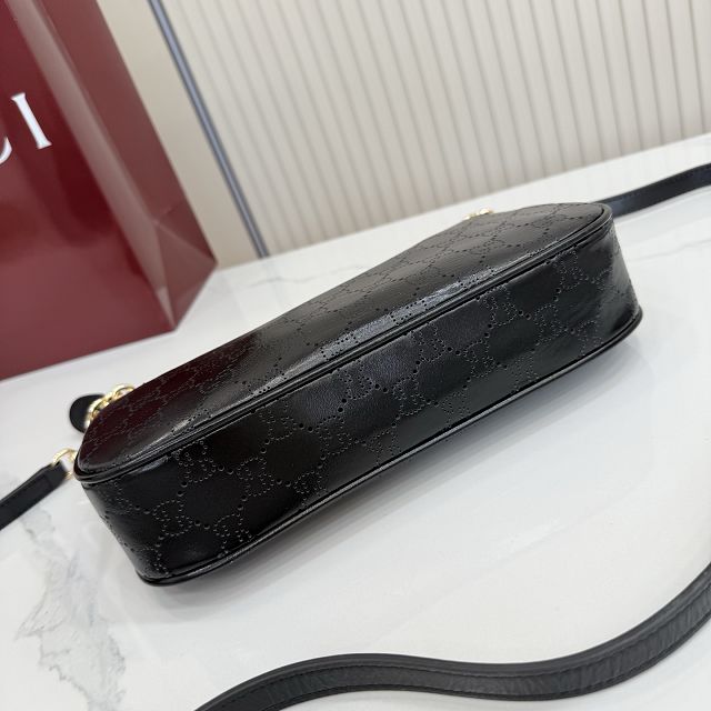 GG original calfskin lady lunetta chain small shoulder bag A0034B black
