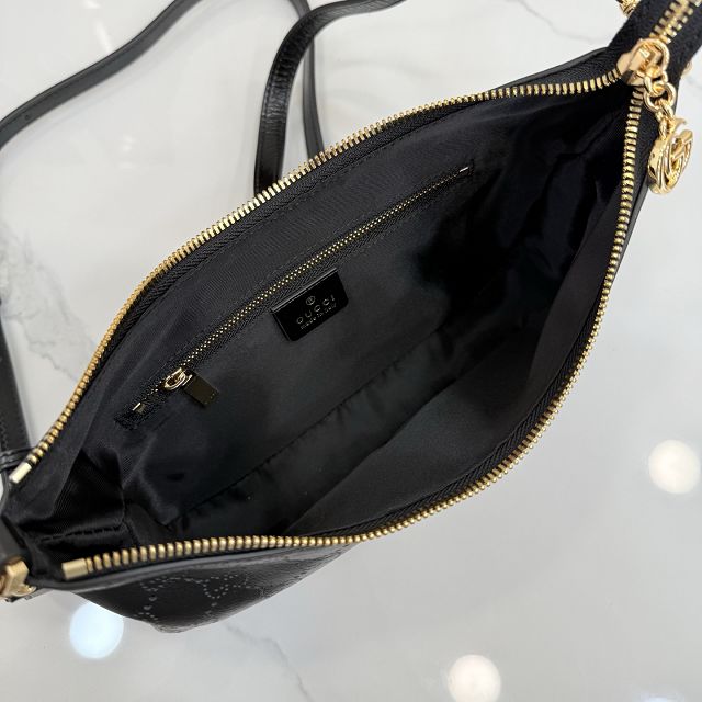GG original calfskin lady lunetta chain small shoulder bag A0034B black