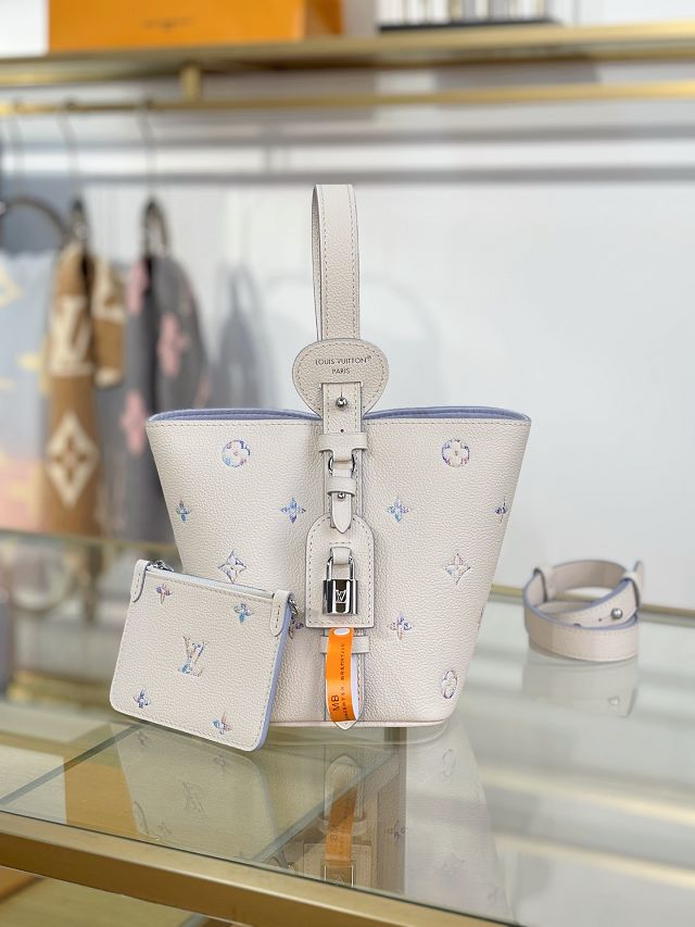 Louis vuitton original calfskin all in BB handbag M29835 white&purple