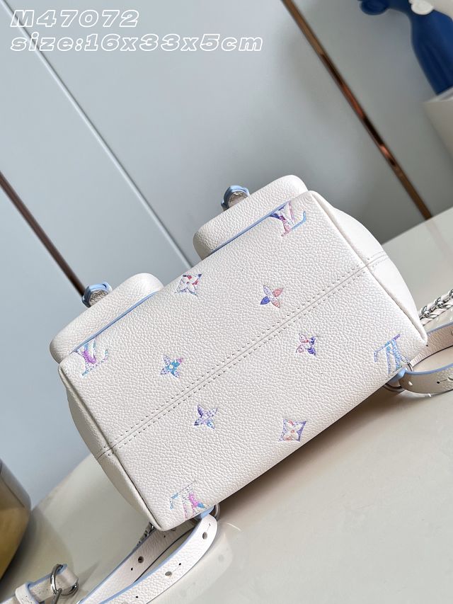 Louis vuitton original calfskin backpack M2A375 white&purple