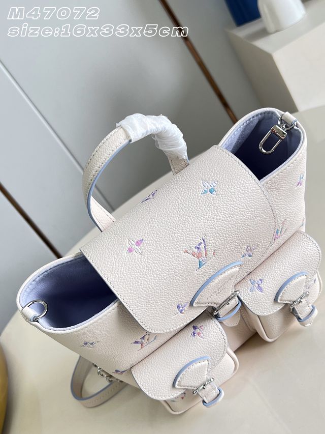 Louis vuitton original calfskin backpack M2A375 white&purple