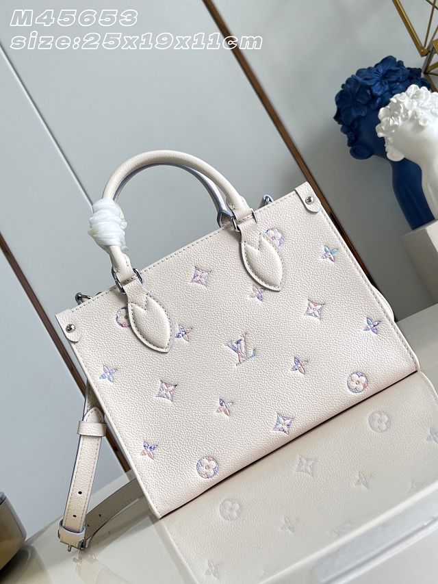 Louis vuitton original calfskin onthego PM M29976 white&purple