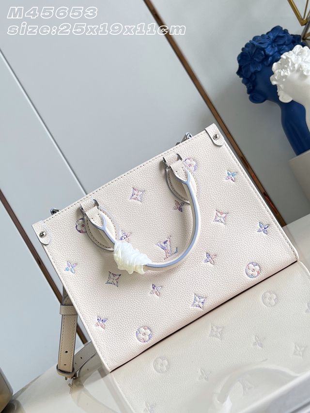 Louis vuitton original calfskin onthego PM M29976 white&purple