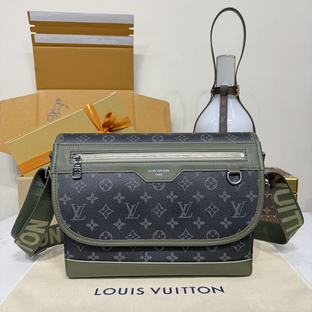 Louis vuitton original monogram eclipse courrier messenger bag M28629 green