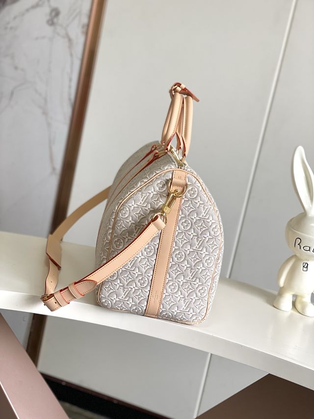 Louis vuitton original monogram embleme keepall 45 M29670 peuplier beige