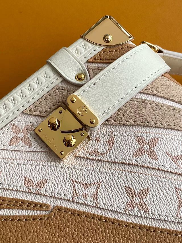 Louis vuitton original coated canvas side trunk MM M29666 white