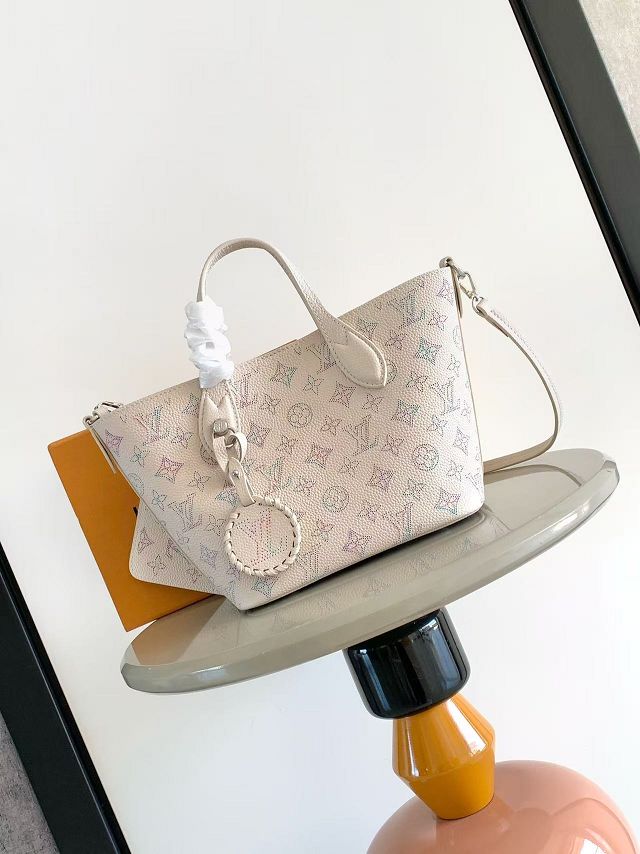 Louis vuitton original mahina calfskin blossom pm tote M29900 white&purple