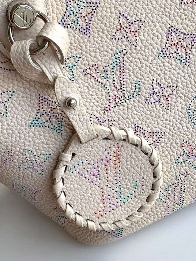 Louis vuitton original mahina calfskin blossom pm tote M29900 white&purple