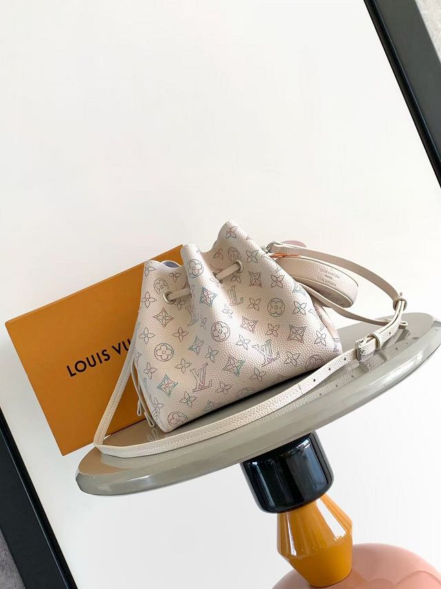 Louis vuitton original mahina leather bella bucket bag M2A168 white&purple