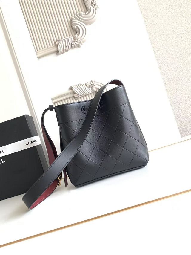 CC calfskin mini bucket bag AS6537 black