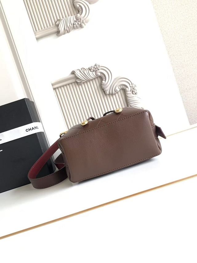 CC calfskin mini bucket bag AS6537 dark brown