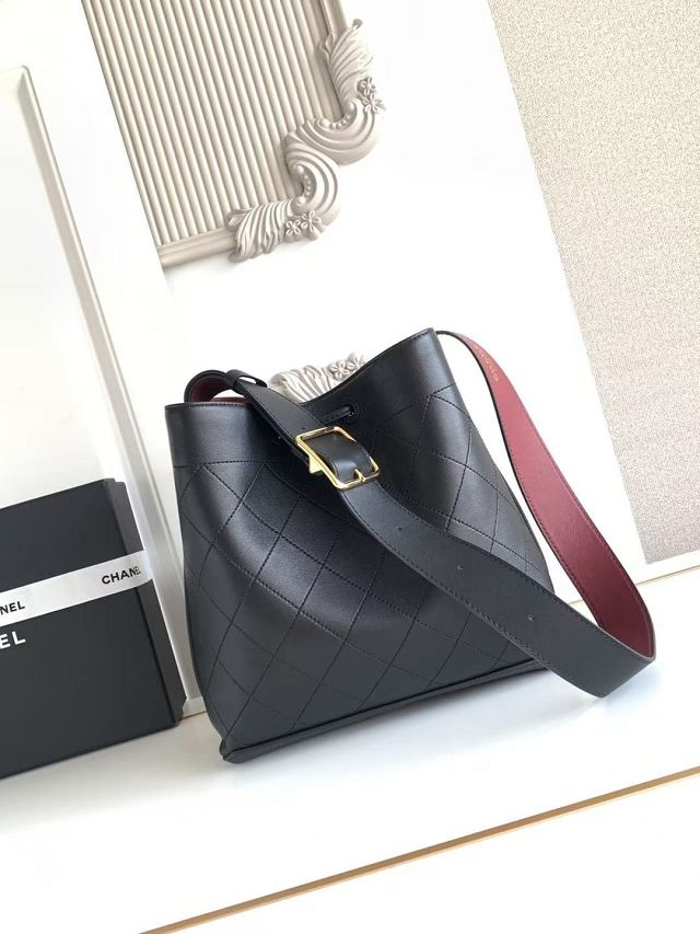 CC calfskin small bucket bag AS6584 black