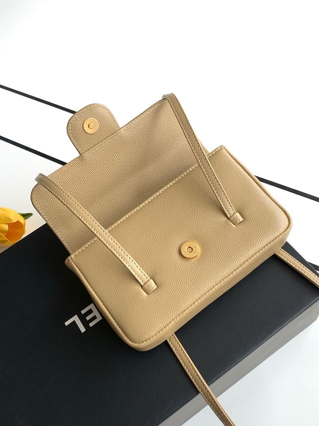 CC grained calfskin clutch AP5068 apricot