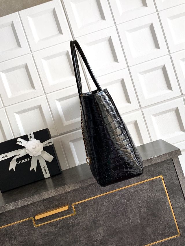 CC original crocodile calfskin medium tote bag AS6239 black