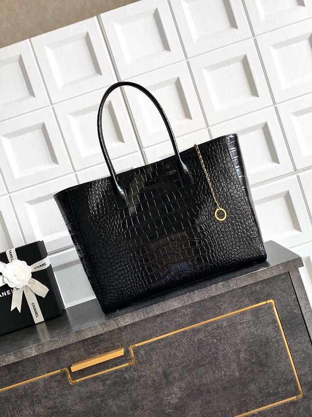 CC original crocodile calfskin medium tote bag AS6239 black