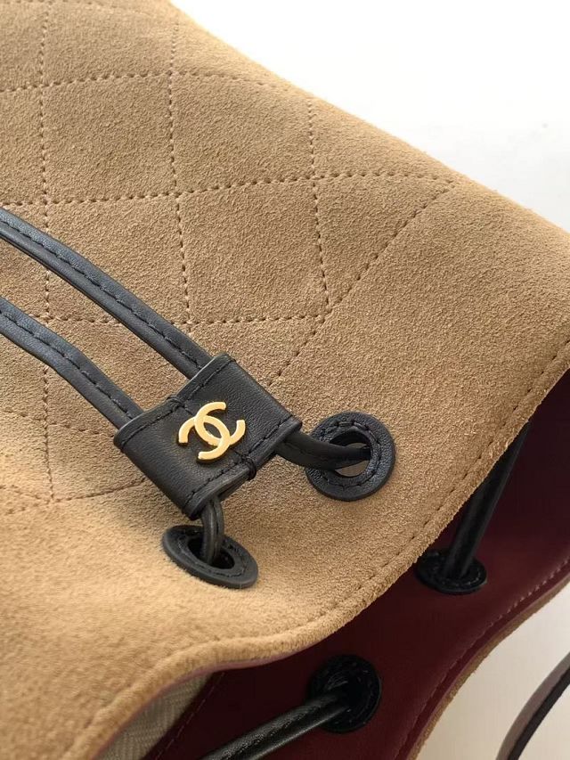 CC suede calfskin mini bucket bag AS6537 dark beige