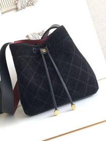 CC suede calfskin small bucket bag AS6584 black