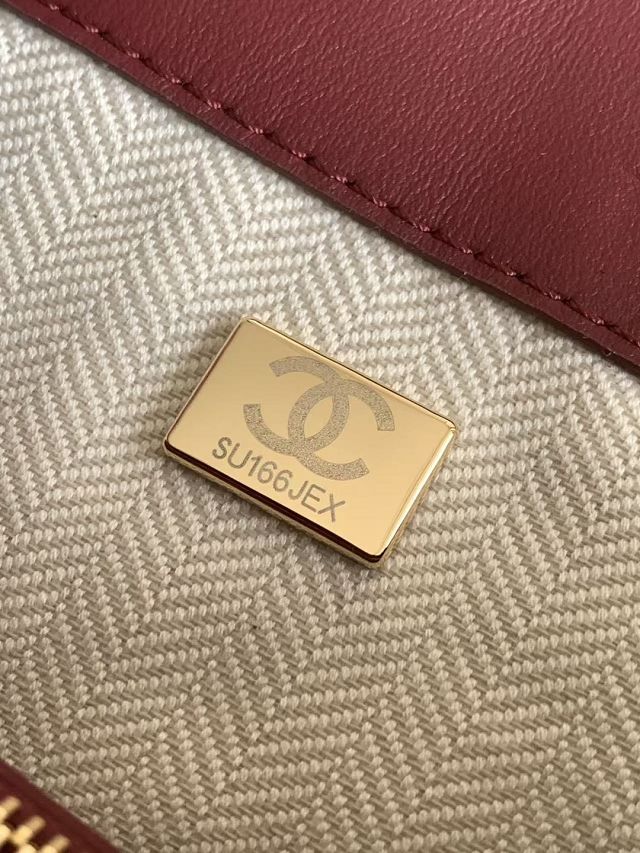 CC suede calfskin small bucket bag AS6584 red 
