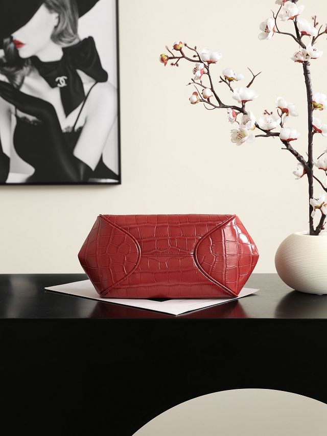 CC crocodile calfskin clutch with strap AP5360 red