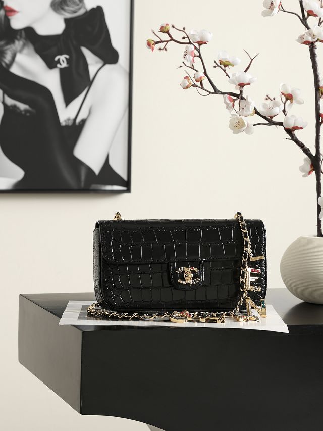 CC crocodile calfskin small flap bag AS6340
