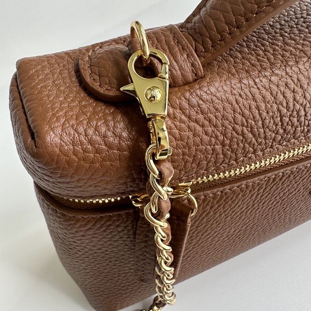 CC grained calfskin large vanity with chain AP5347 brown
