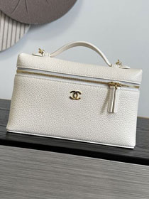 CC grained calfskin large vanity with chain AP5347 white