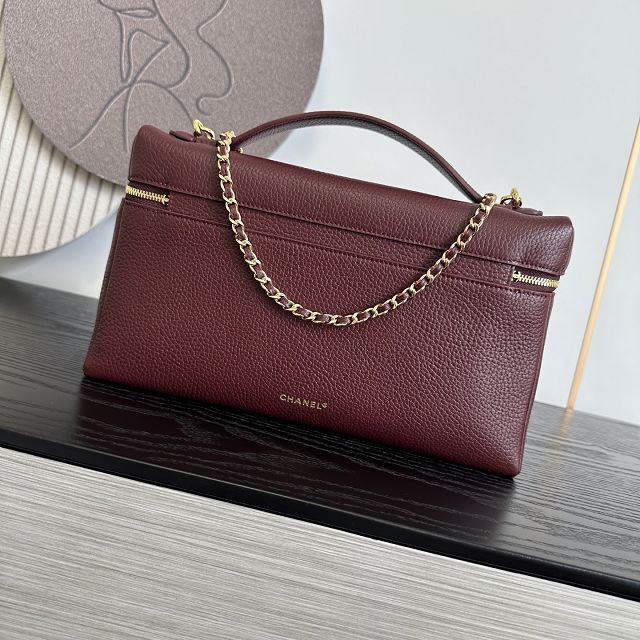 CC grained calfskin top handle flap bag AS6473 bordeaux