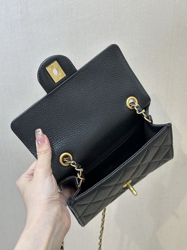 CC original grained calfskin clutch with chain AP5981 black
