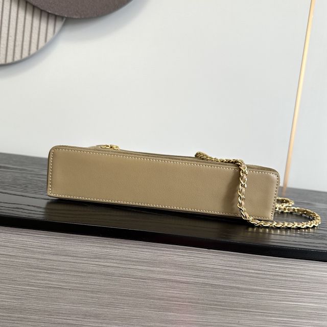 CC suede calfskin large vanity with chain AP5347 khaki