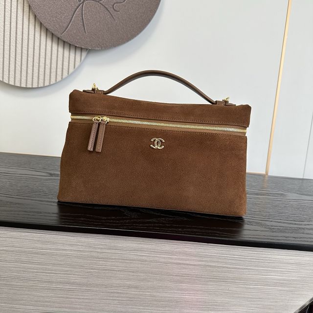 CC suede calfskin top handle flap bag AS6473 brown
