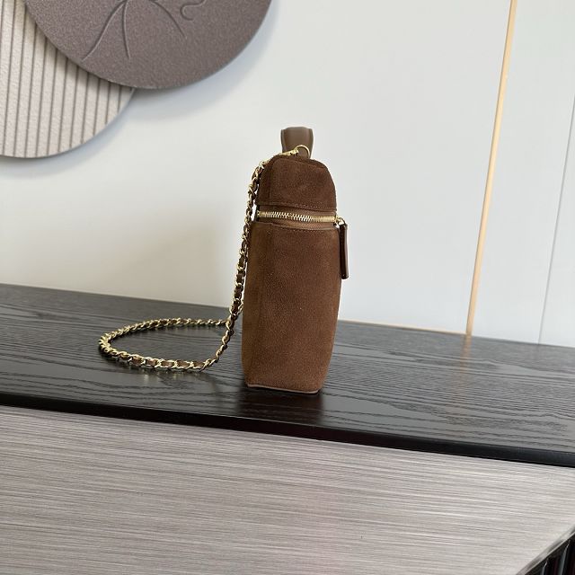 CC suede calfskin top handle flap bag AS6473 brown