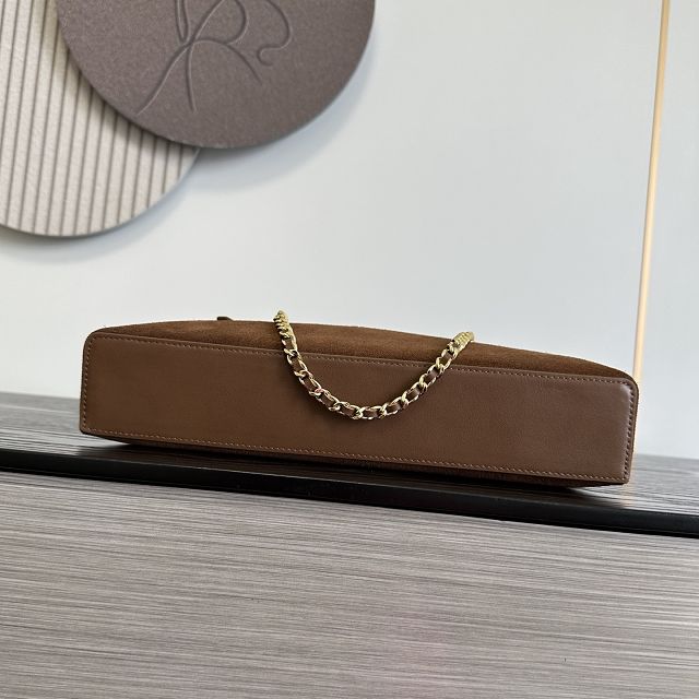 CC suede calfskin top handle flap bag AS6473 brown