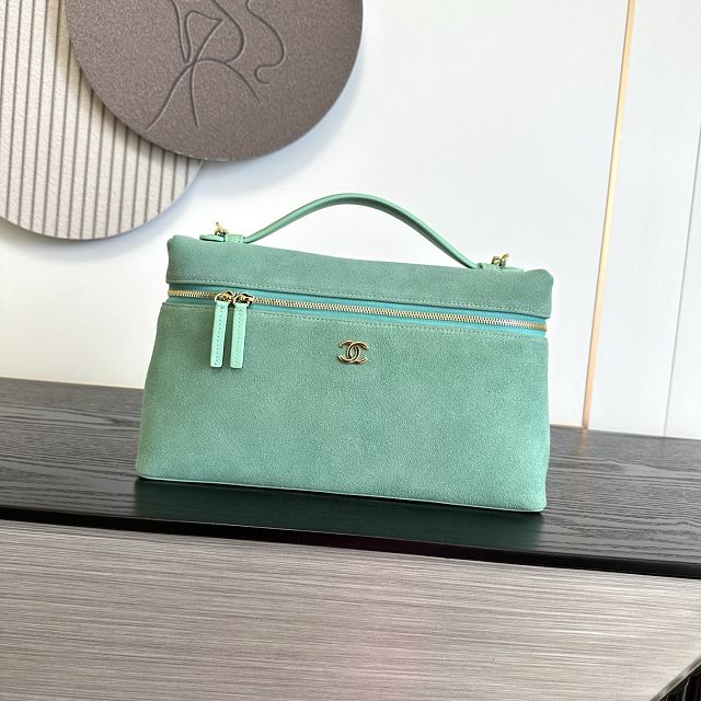 CC suede calfskin top handle flap bag AS6473 mint green