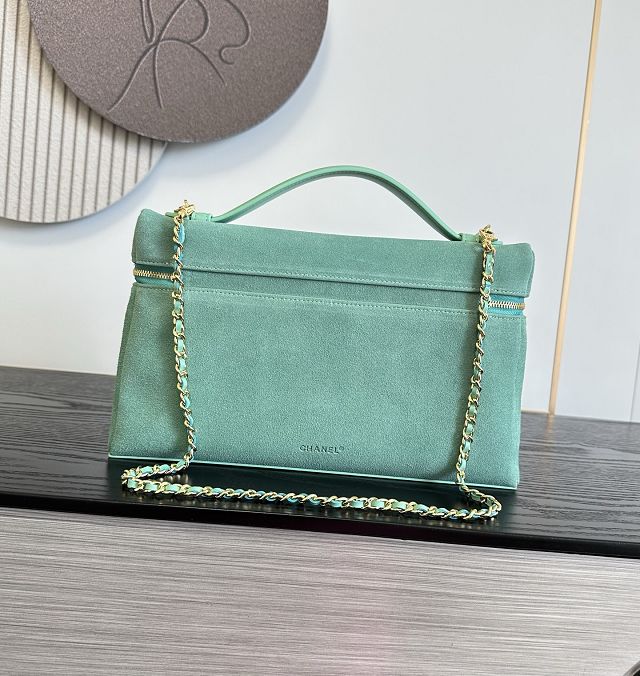 CC suede calfskin top handle flap bag AS6473 mint green